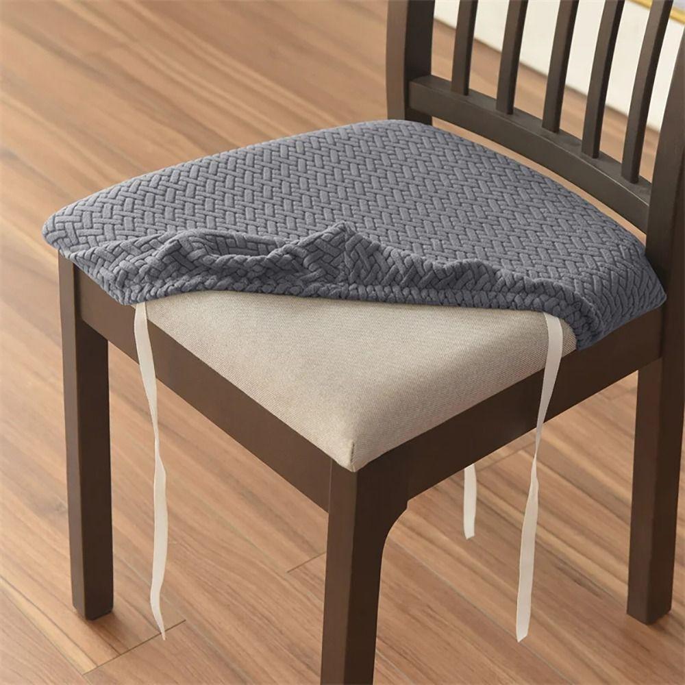 1Pcs Stretch Jacquard Chair Seat Cover Removable Elastic Dining Chair Cushion Slipcover Upholstered Washable