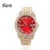 Roman Numerals Diamond-encrusted Men's Watch Trendy Brand Green-faced Large Dial Quartz Watch, One Piece Is Sent On Behalf of Others.