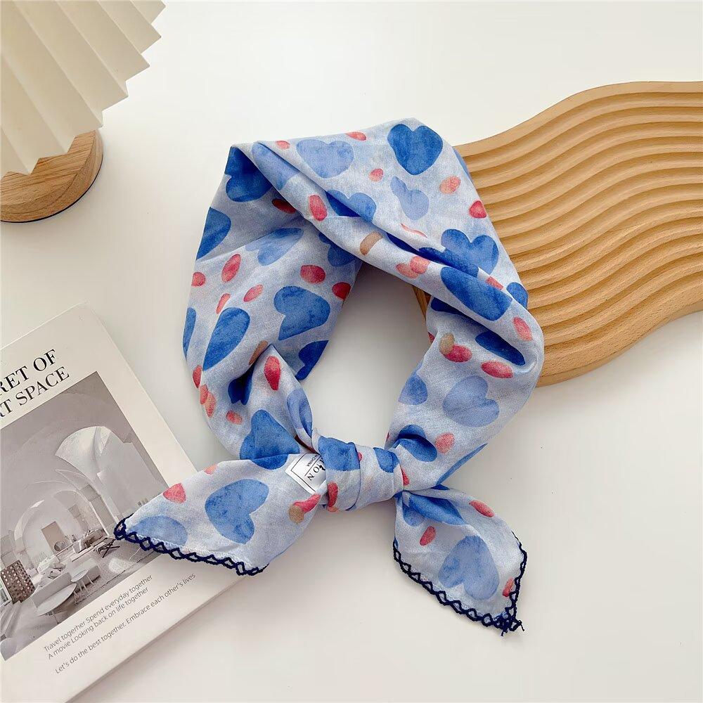 Carré en Coton Petit Carré Foulard Rétro Littéraire Petit Foulard en Soie Foulard Décoratif Petit et Frais pour Femme Cache-cou Rouge Foulard Mode Impression