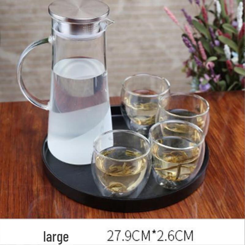 Jiubing Nordic Wood Grain Melamine Round Serving Tray Large