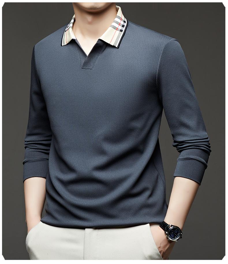 Middle Aged And Young Men'S Fashionable T-Shirt With Long Sleeves And A Collar, Autumn Men'S Casual Polo Shirt, Autumn Clothes