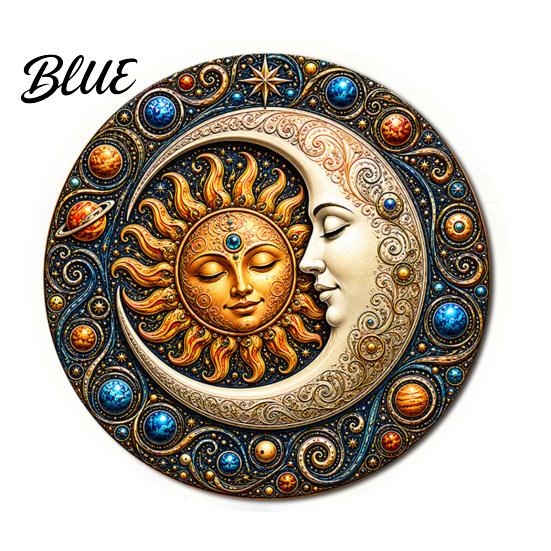 Boho Wall Decor Metal Sign Moon Art Sun And for Bedroom 8Inch Round Decorative Plaque