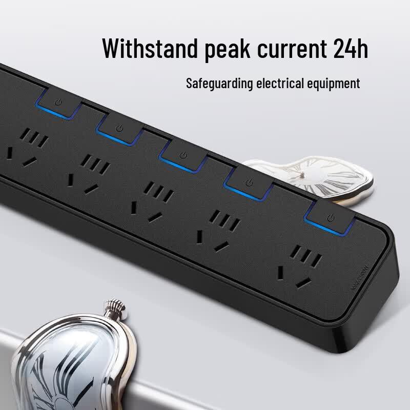 BULL GN-H3053 5-Outlet Power Strip with Surge Protection and Individual Switches