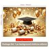 2D Shiny Graduation Backdrop Gold Balloon Star Graduation Photo Booth Background