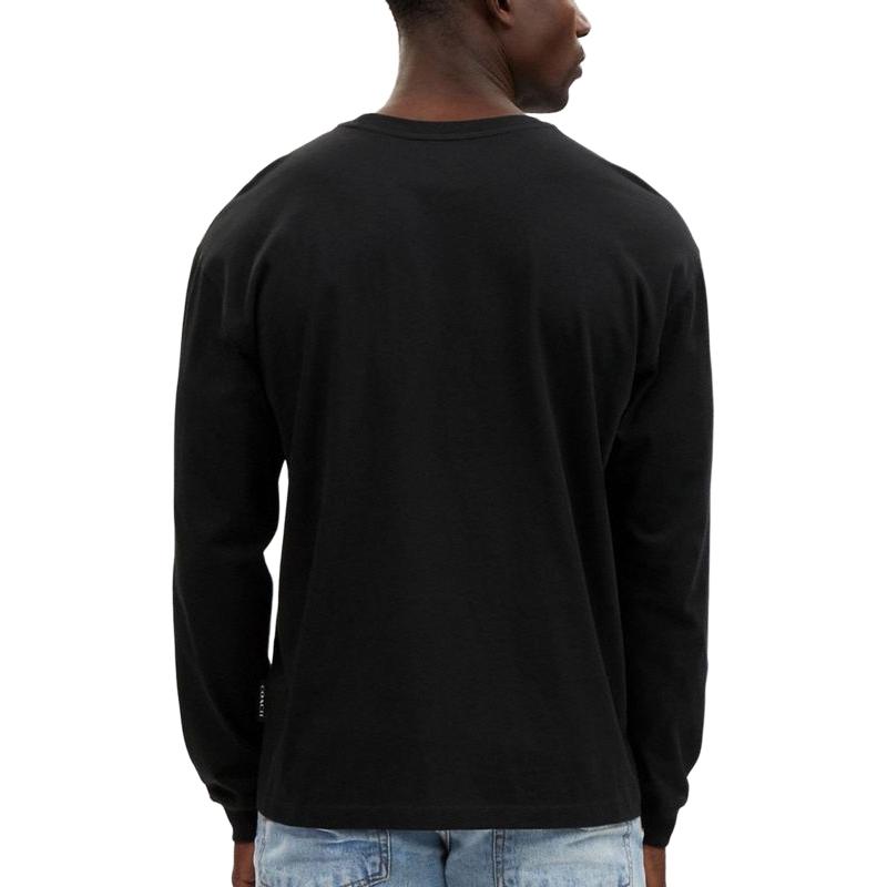 Coach Pattern Printed Pullover Round Neck Drop Shoulder Long Sleeve T-Shirt Men T-Shirts Black CO788-BLK