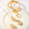 4pcs/set Personalized Water Drop Pendant Necklaces Bangles Rings Earrings For Women Punk Gold Silver Color Metal Jewelry Set
