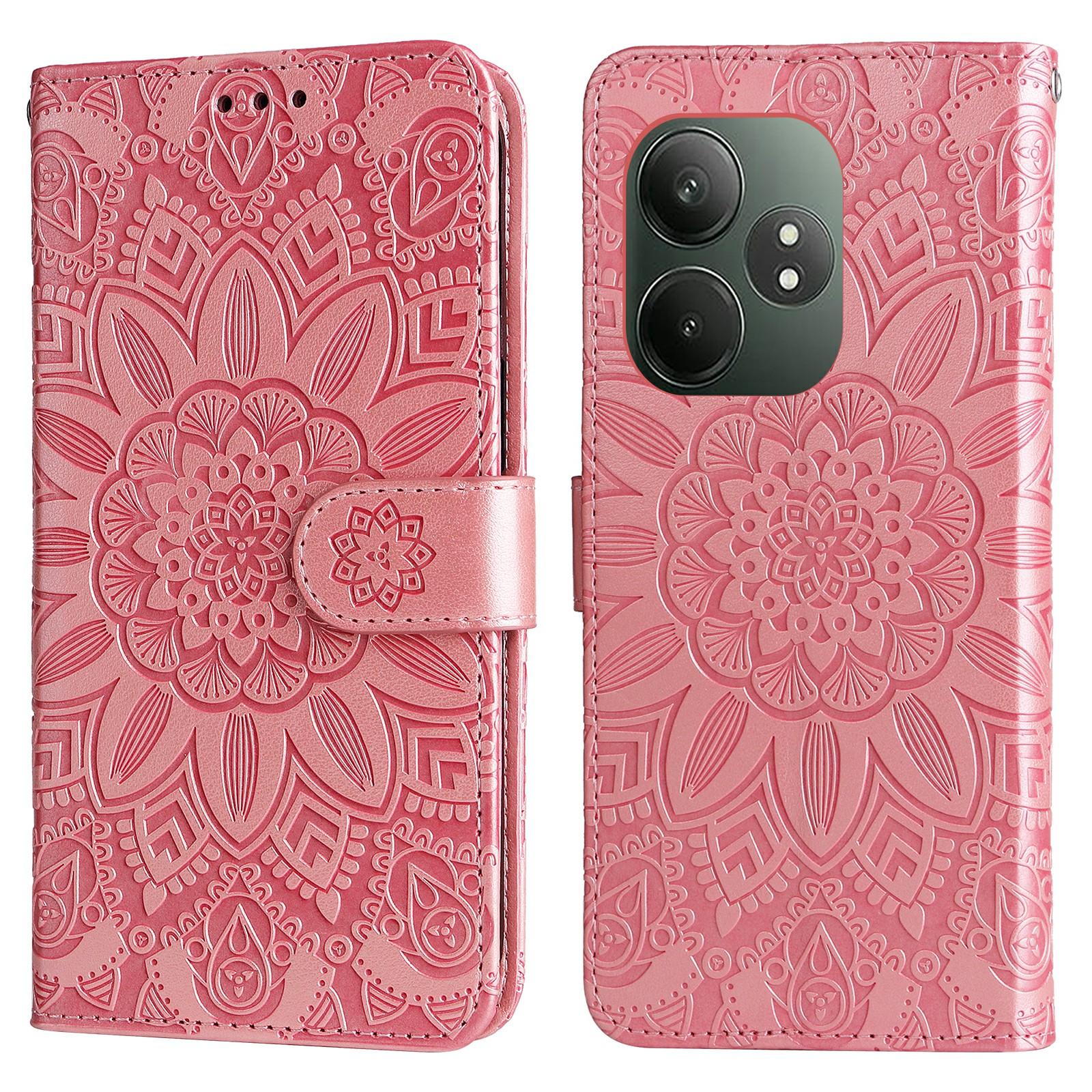

For Realme GT 6 5G/GT Neo6 SE 5G Wallet Case Sunflower Phone Leather Cover Pink