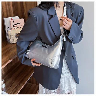 Bolsa de couro PU para mulheres, bolsa mensageiro monocromática portátil, carteira, bolsa de axila, alta qualidade, nova moda