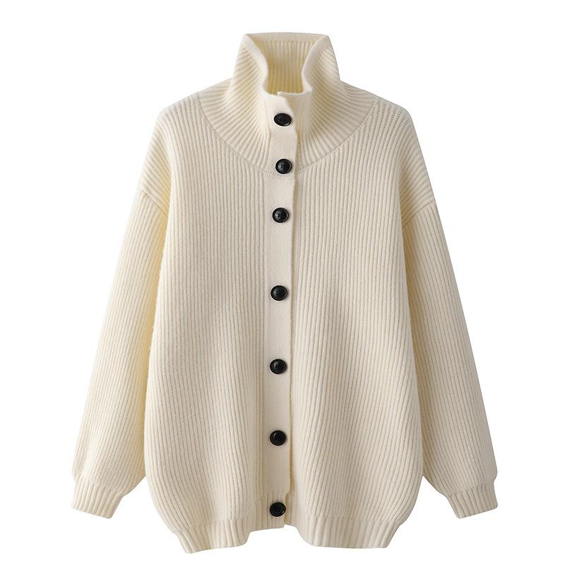 American Retro Simple Solid Color Lapel Knitted Cardigan Autumn And Winter Lazy Style Trendy Jacket Men'S/Women'S Thin Sweater