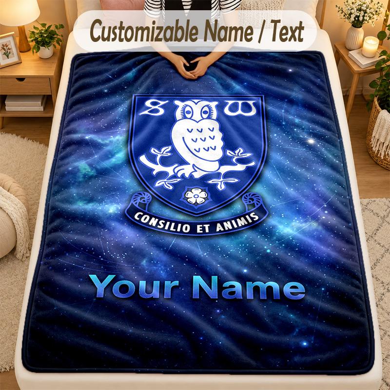 Flannel BlanketSheffield Wednesday FC Custom Name Text Personalized Soft Warm Throw Blanket Home Decor Gift