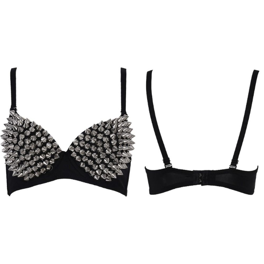 Mode Nieten Punk Rave Bralette Dessous Gothic BH Top Sexy Push Up BH Nachtclub Party Bar Mode Heiße BHs Für Frauen