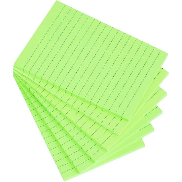 Vanpad Lined Sticky Notes 4X6 in Light Purple Ruled Stickies Super Sticking Power Memo Pads Strong Adhesive, 6 Pads/Pack, 45 Sheets/pad