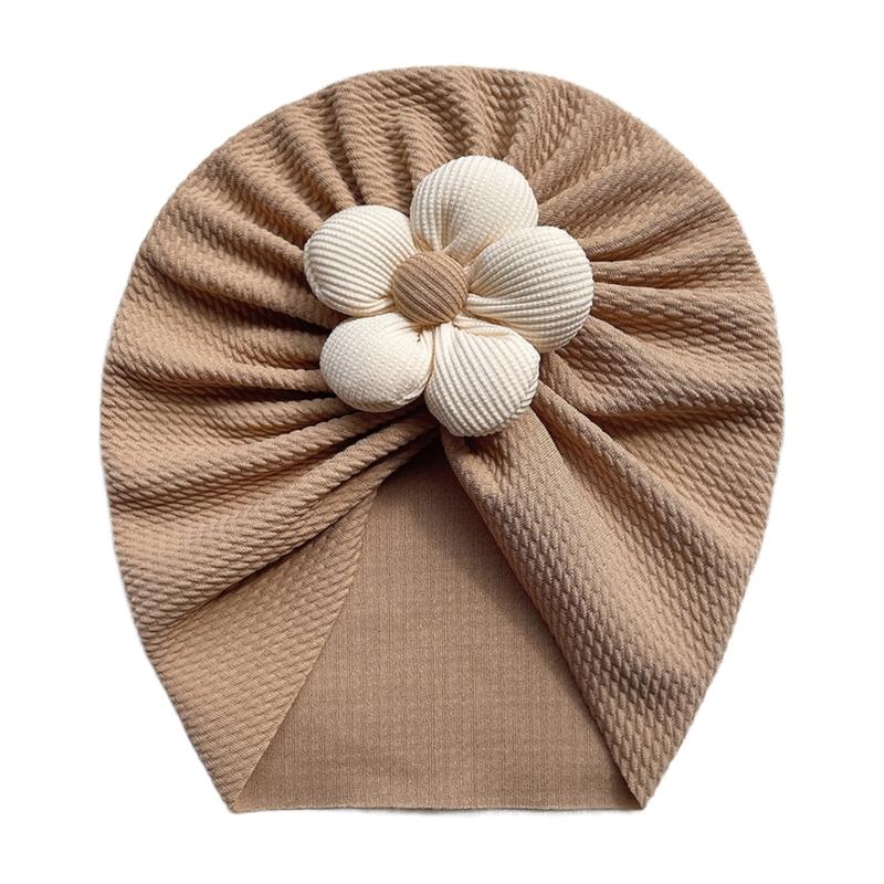 

Nursery Hospital Turban Hat for 0-2 Years Baby Girls Infants Baby Beanie Cap Headwrap with Big Flower Soft Bonnet Cap кофейный