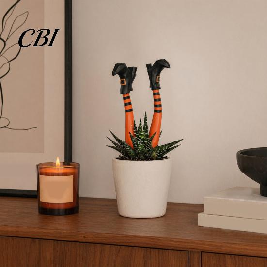 Decorazioni Spettrali per Giardino di Halloween, 1 Paio di Gambe da Strega Fioriere Decorazioni, Gambe in Plastica Inseribili Vento-Resistenti Vasi da Fiori Decorazioni Ornamenti, per Esterno Interno