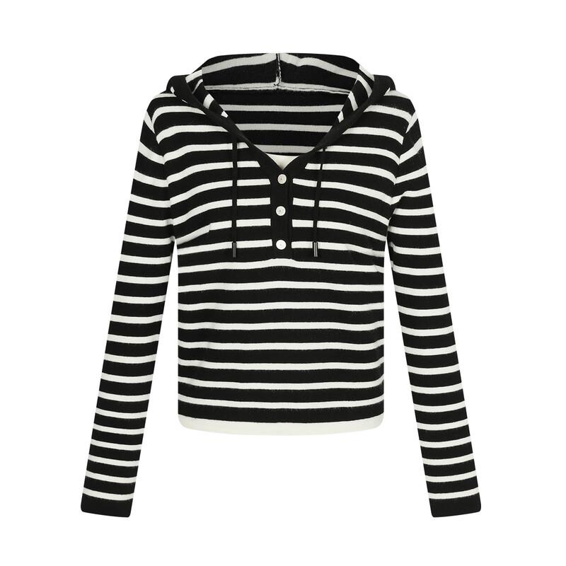 FivePlus Women's Striped Hooded Knit Cardigan