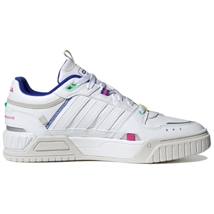 Adidas Neo D-Pad Leather Comfortable Trendy Non-Slip Wear-Resistant Lightweight Low-Top Skate Shoes Unisex Sneakers White Blue HP2673