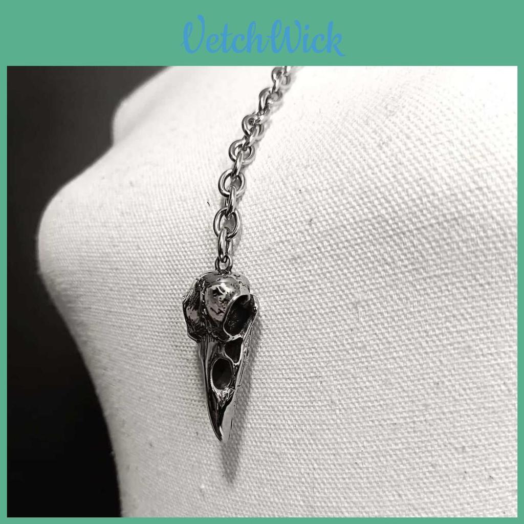 Modern Gothic Jewelry With Crow Head Pendant And Open Oring Alloy Necklace For Women