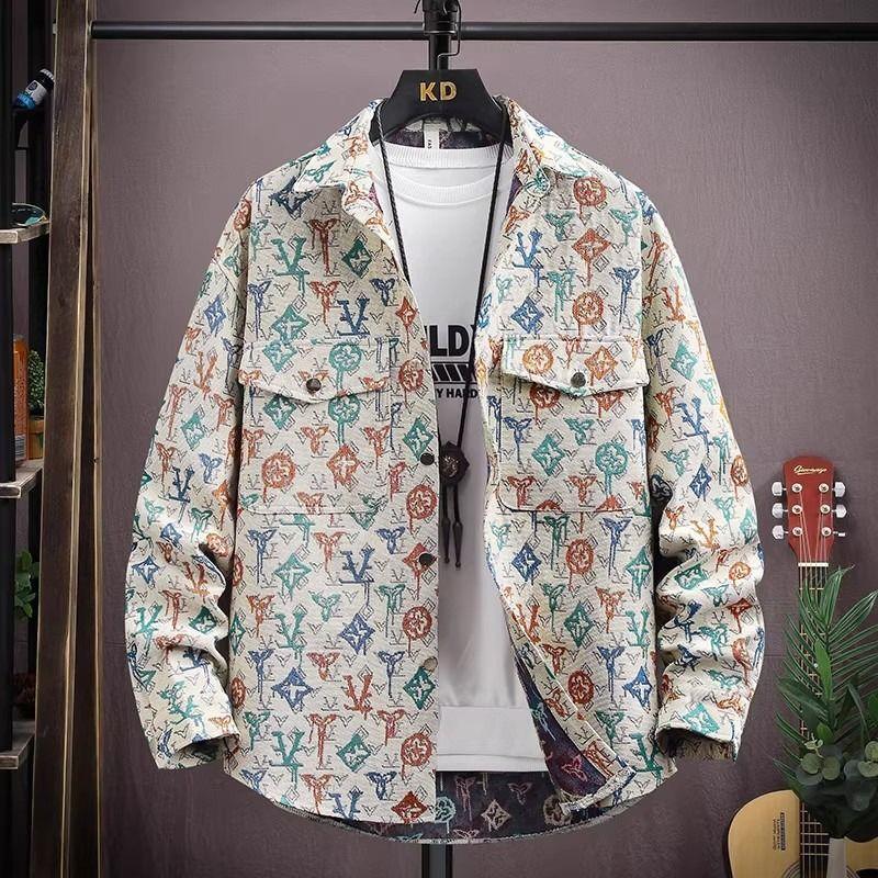 Men's Plus Size Retro Floral Long Sleeve Lightweight Jacket