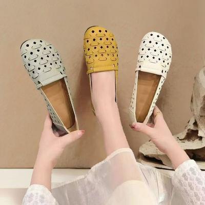 Sommer Lochschuhe weiche Sohle ein Pedal lässige atmungsaktive Schuhe flache einzelne Schuhe Frauen