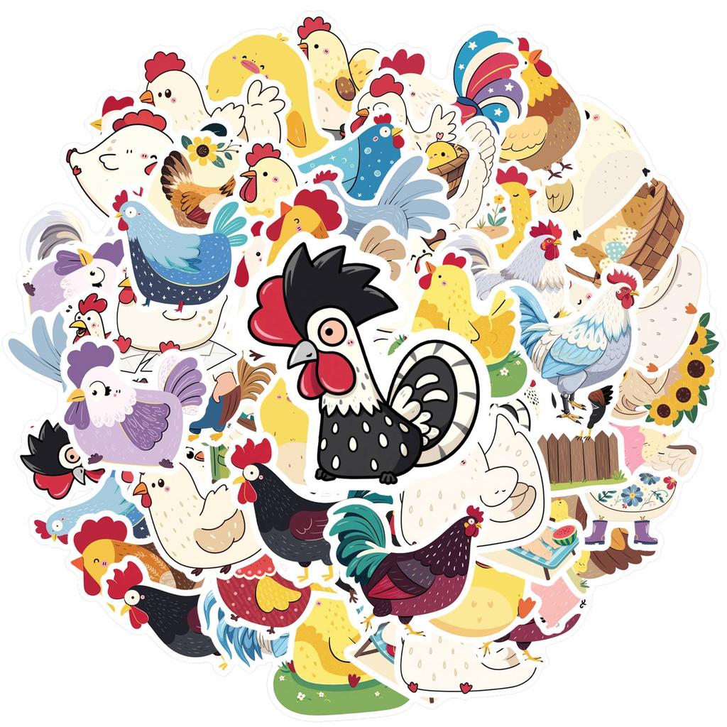 35pcs-50pcs Cartoon Cute Stickers Cute Farm Animals Cartoon Stickers Chicken Stickers For Laptop Motorcycle Luggage Phone DIY