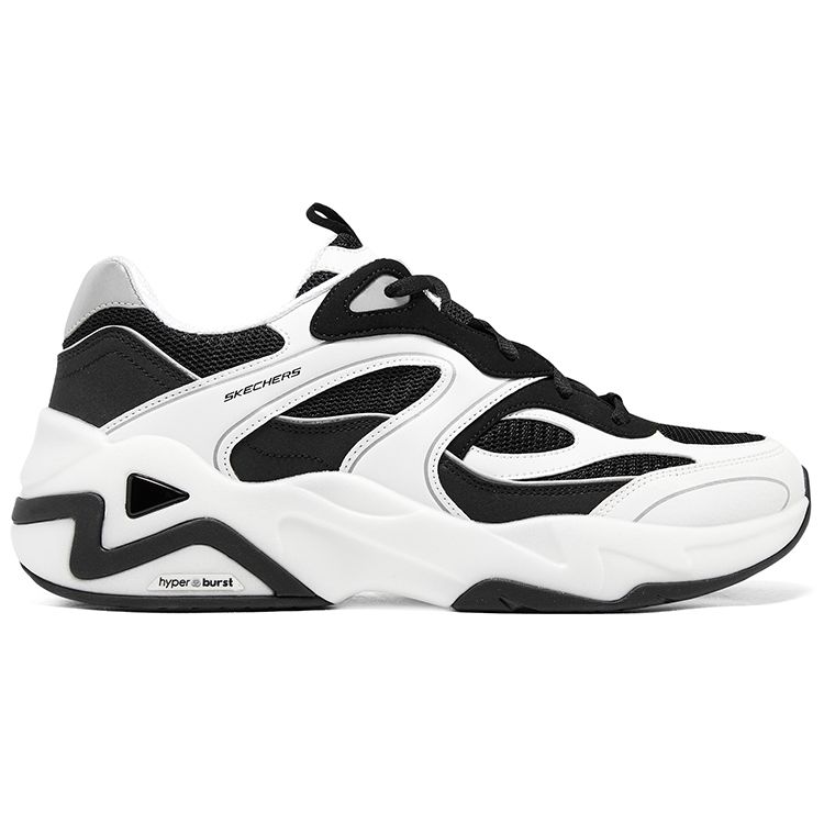 Skechers DLites Hyper Burst Bubble Panda Shoes Men Sneakers Black White 232425-WBK
