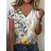 Targeted Popular Women's V-neck Short Sleeved Printed T-shirt
