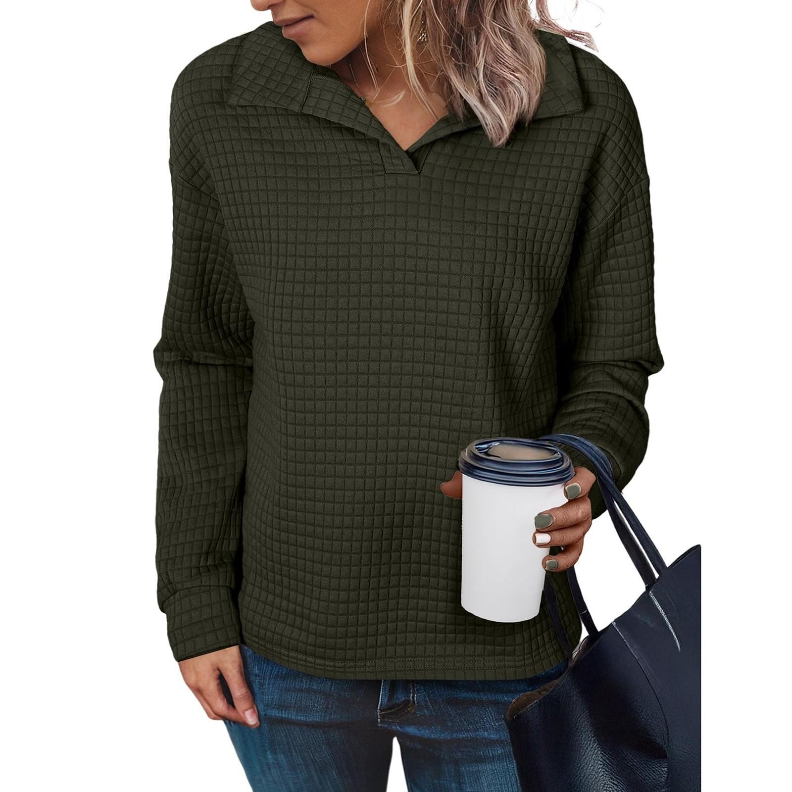 

Женская модная повседневная футболка с длинным рукавом XL армия зеленый