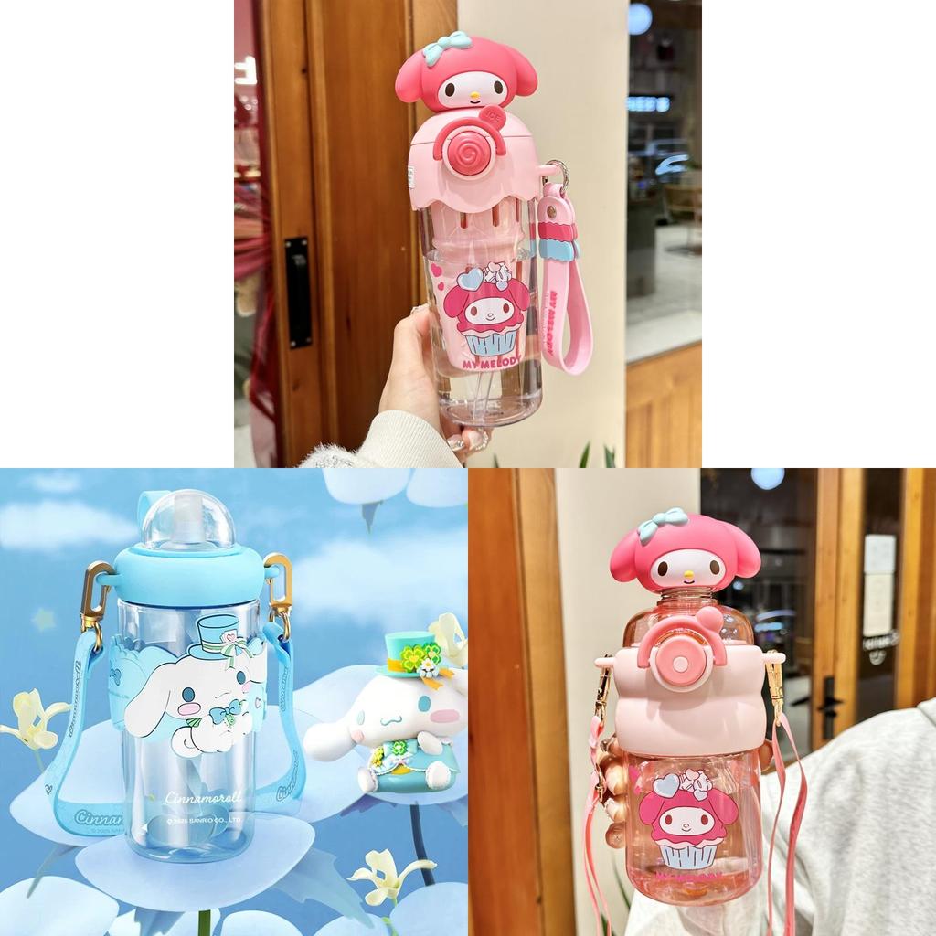Sanrio Melody Tritan Reusable Straw Water Bottle With Leakproof Seal For Kids And Adults