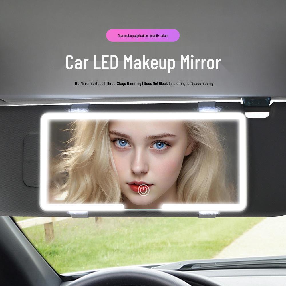 LED Car Sun Visor Makeup Mirror with Three-Speed Dimming