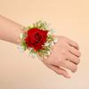 Artificial Silk Flower Groom Boutonniere Wedding Wrist Corsage Silk Flower for Special Event Business Meeting Photo Wear