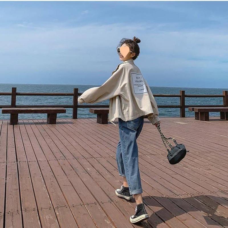 

Женская весенне-осенняя куртка большого размера с воротником-стойкой, свободная тонкая солнцезащитная одежда с буквенным принтом XS