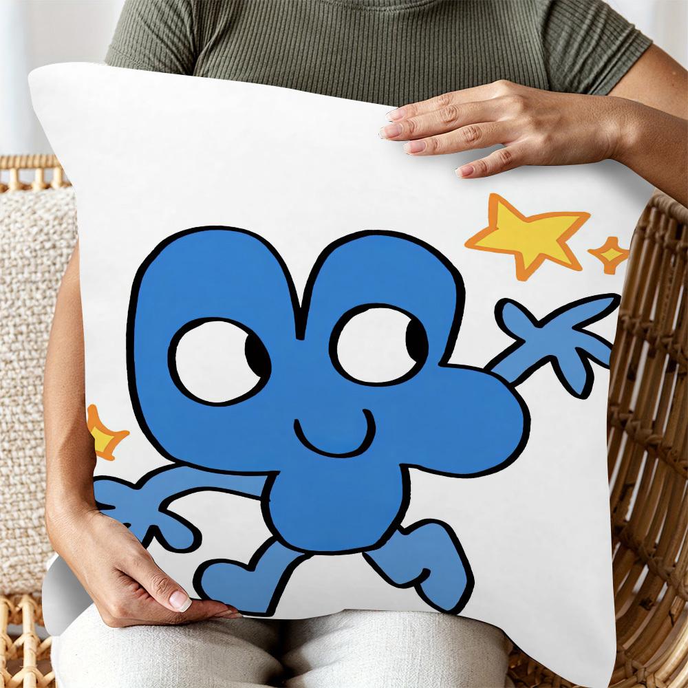 1Pc Bfdi Cute Chibi Printed Pillowcase, Zippered Decorative Cushion Cover (Only Cover), Machine Washable, Modern Home Decor For