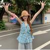 Cotton and linen neck sling vest women's summer Thai dopamine bright and unique outer wear beautiful seaside sleeveless top