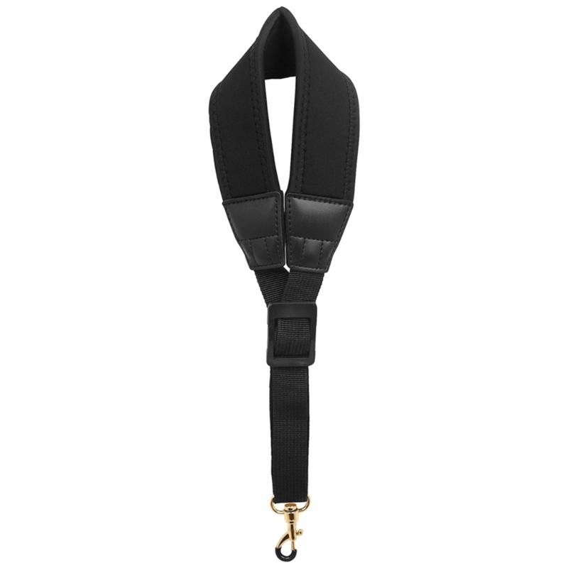 Saxophone Nylon Neck Strap with Thick Soft Padded Adjustable Buckle Black Hook for Baritone Alto Tenor Soprano Sax