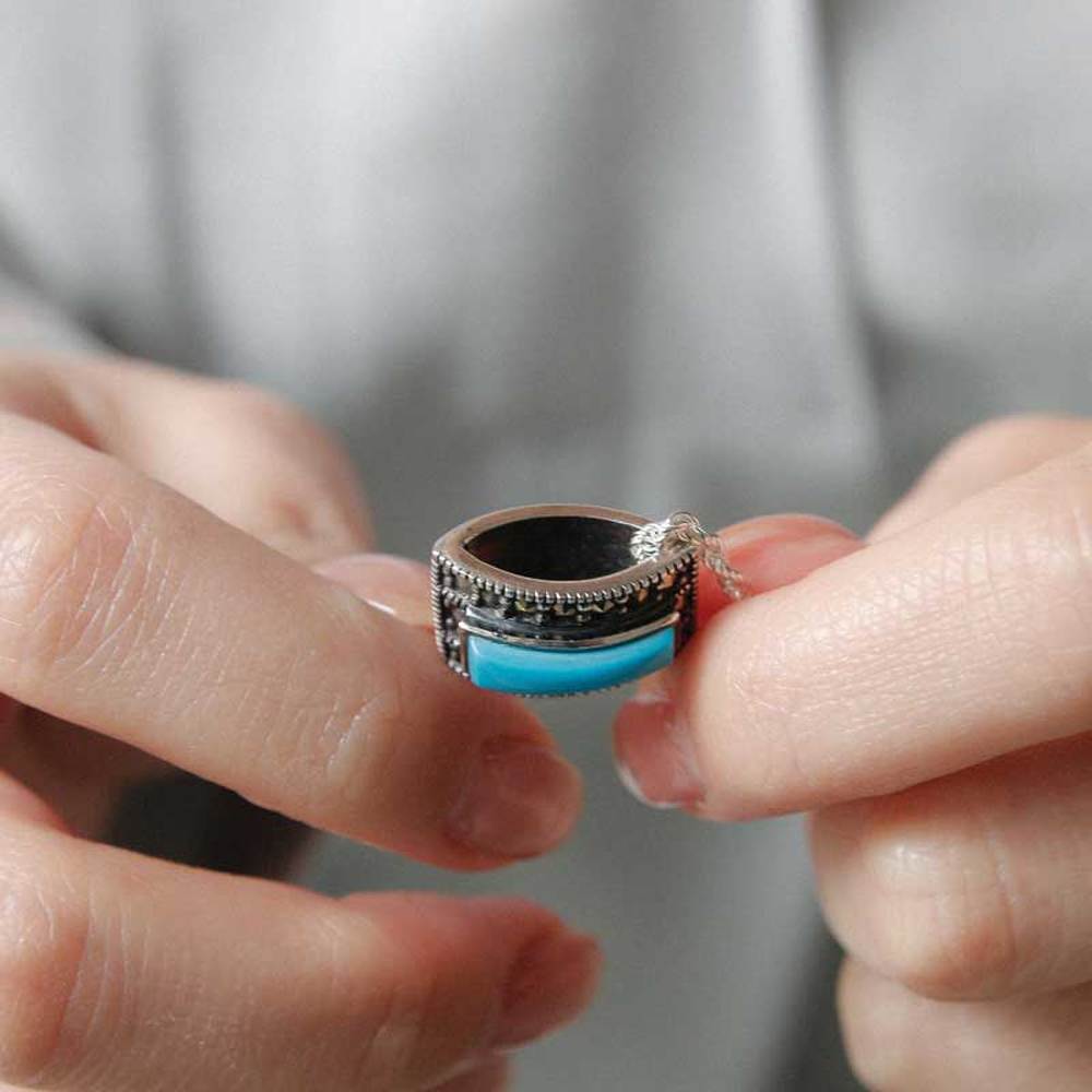 Bydaisy Turquoise Volume Pendant Gemstone Silver Necklace Bn0556