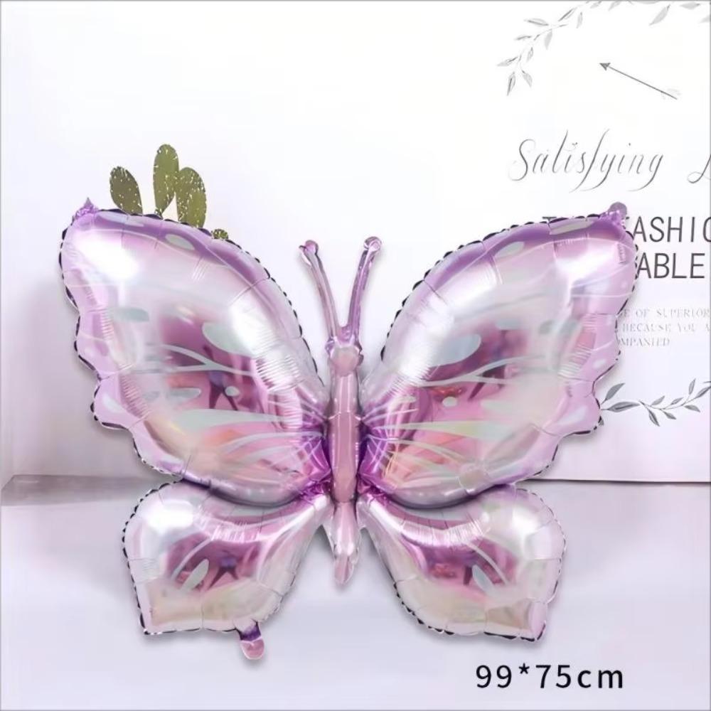Pink Butterfly Birthday Decoration Balloon Set Tableware Cup Plate Napkin Gift Bags Backdrop Banner KeyChain Girl Party Supplies