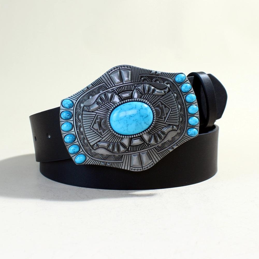 

Широкий ремень женский винтажный сапфировый инкрустированный овальной пряжкой в стиле вестерн женский черный ремень для брюк 110Cm long