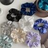 Korean Puff Hair Loop Crystal Satin Hair Scrunchie Fashion Ruffle Headband  for Meatball Head