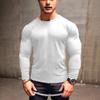 Men Waffle Jacquard Tight Elastic Long Sleeve Fitness Sports Casual Bottoming T Shirt