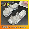 Fashion Fairy Style with Skirt Muffin Platform Slippers 2025 Summer New High-end Outer Wear Rhinestone Sandals
