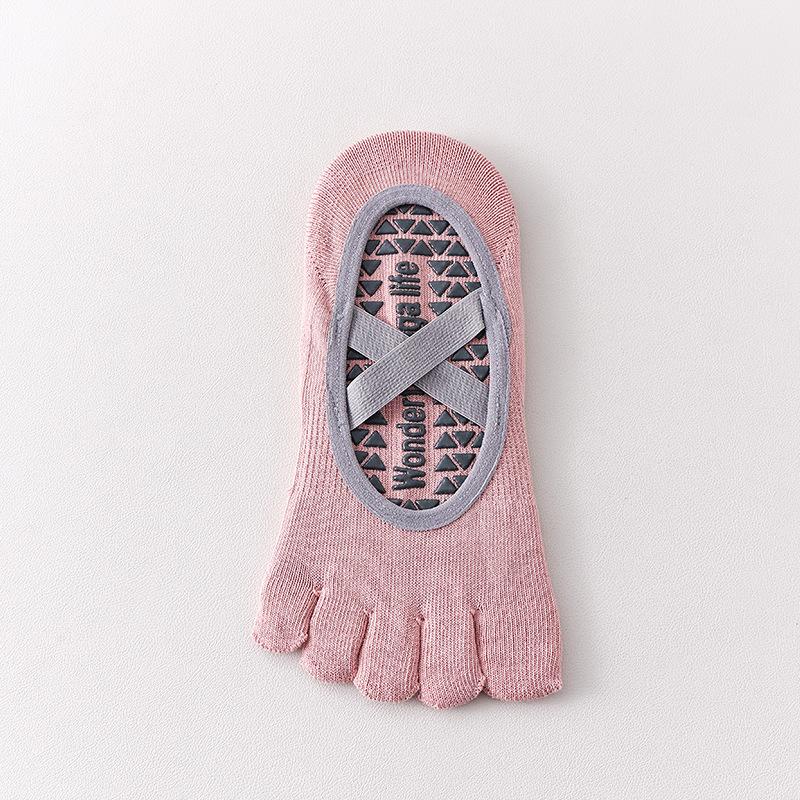Female Summer Professional Indoor Fitness Exercise Yoga Pilates Cotton Non Slip Shock Absorption Five Finger Socks