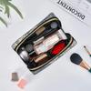 Franse Landelijke Make-uptas Retro Toile De Jouy Leer Reizen Cosmetica Organizer Vrouwen Grote Capaciteit Waterdichte Toiletartikelen Tas