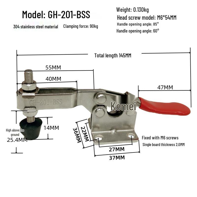 Quick Clamp GH201: Stainless Steel 201A Pliers, 201B Collet, 201C Fixture, 225D Toggle Clamp
