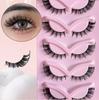 European and American style 5 pairs of fox style diagonal flying false eyelashes, natural black stem cat eye false eyelashes