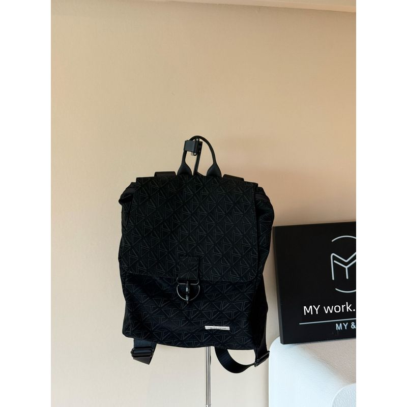 

My Geometric Skin Fabric Backpack Technology British Style Backpack College Style Schoolbag Travel Bag Fashion Black