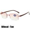 2 Pair New   Women Rimless Reading Glasses Anti Blue Light Bifocal Far Near Magnification Eyewear Presbyopic Glasses +10.5 +2