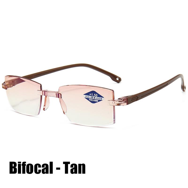 2 Pair New   Women Rimless Reading Glasses Anti Blue Light Bifocal Far Near Magnification Eyewear Presbyopic Glasses +10.5 +2