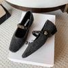 French Mary Jane Shoes Women's 2025 New Popular Spring and Summer with Skirt One-word Belt Low-heeled Single Shoes Light-mouth Small Leather Shoes