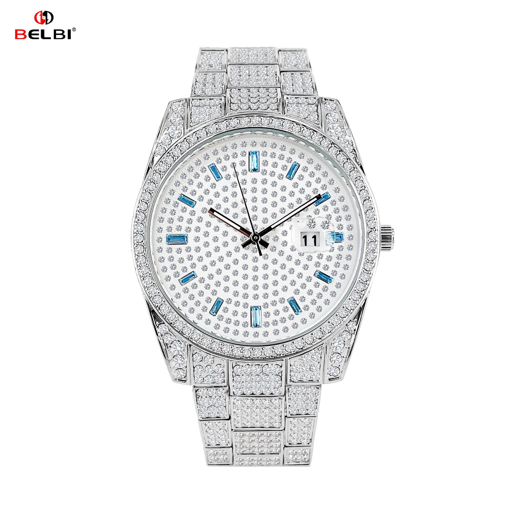 

Iced Out Full Diamond Watch for Men Women Luxury Bling Rhinestone Quartz Watch with Date Luminous Hands Waterproof Analog Wrist Watch