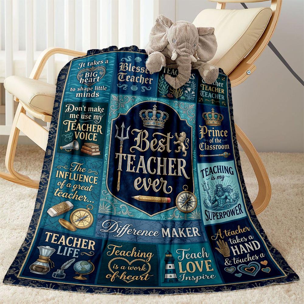 Teacher Appreciation Quotes Blanket Soft Warm Cozy Suitable for Chair Sofa Seaside for All Occasions Digital Print Birthday Christmas Gift Blanket
